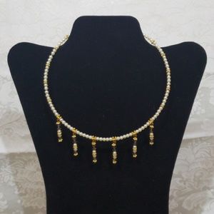 Beaded pearl wrap choker necklace, elegance at an